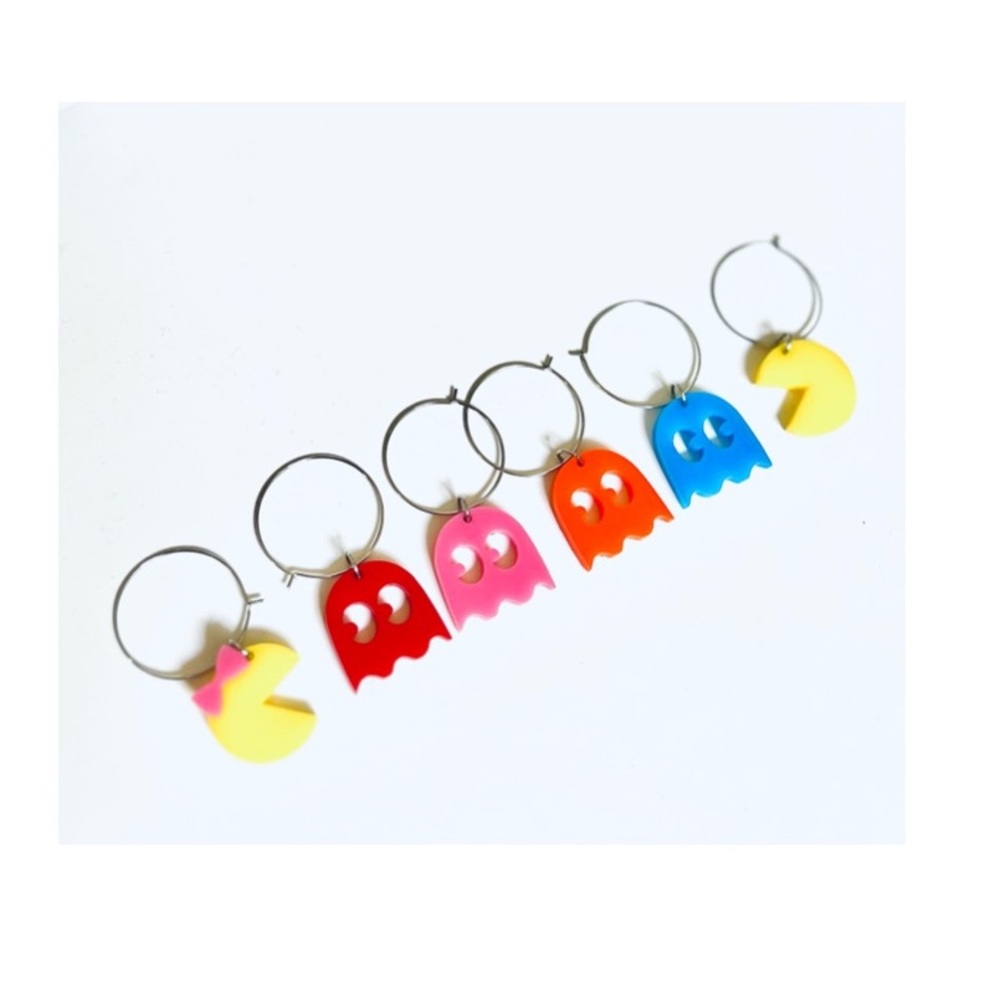 Wine Glass PacMan Charms